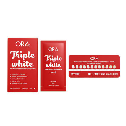 ORA Triple White | Teeth Whitening Strips – Enamel Safe, PAP+ Formula, 14 Treatments