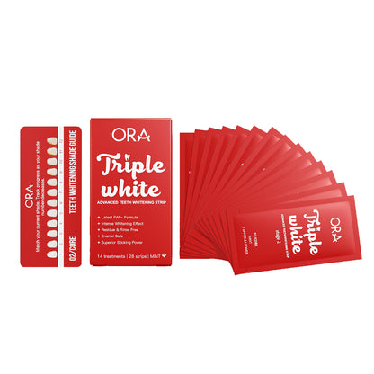 ORA Triple White | Teeth Whitening Strips – Enamel Safe, PAP+ Formula, 14 Treatments